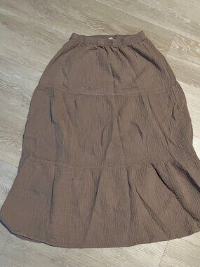 Black Ibis 100% cotton beige tiered maxi skirt size M